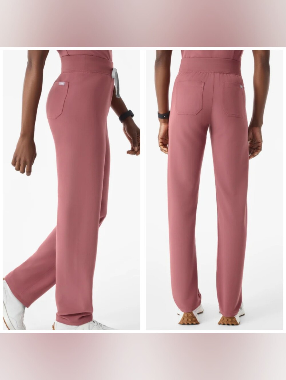 Figs Livingston High Waist Scrub Pants Mauve Size L